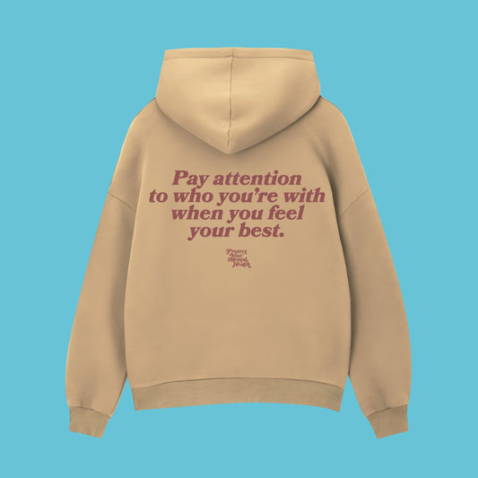 PAY ATTENTION - Beige Hoodie